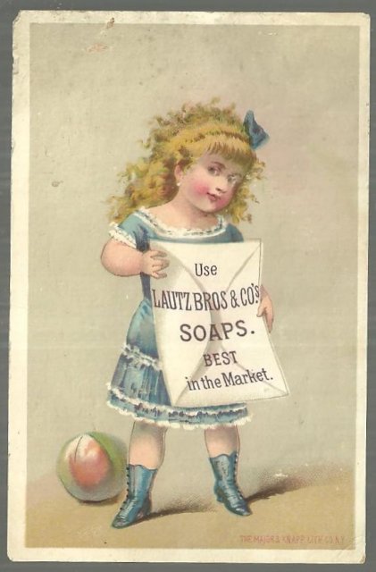 Victorian Trade Card for Lautz Bros. Soaps The Napkin Soap with Little Girl