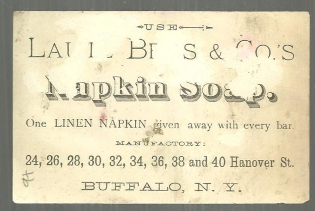Victorian Trade Card for Lautz Bros. Soaps The Napkin Soap with Little Girl
