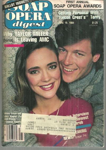 Soap Opera Digest Magazine June 19, 1984 Hilary Edson and Jack Wagner from GH