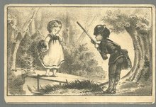 Victorian Trade Card for Brown's Pepsin Tonic with Little Girl and Hunter