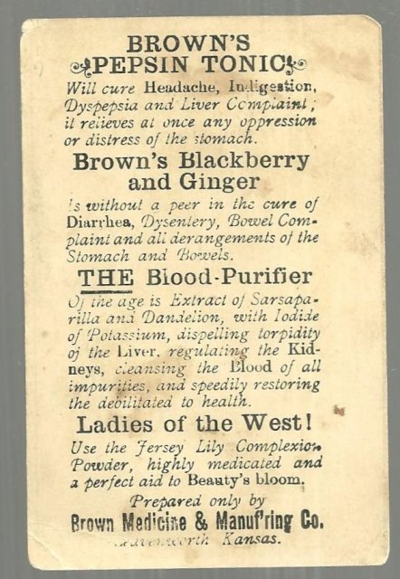 Victorian Trade Card for Brown's Pepsin Tonic with Little Girl and Hunter
