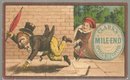 Victorian Trade Card for Clark's Mile End Spool Cotton with Boy Pulling a Prank