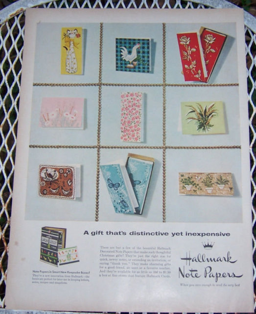 1956 Hallmark Note Papers for Christmas Life Magazine Advertisement