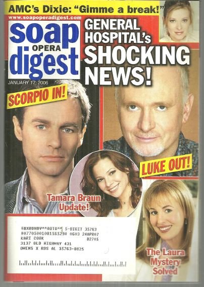 Soap Opera Digest Magazine January 17, 2006 General Hospital's Shocking News