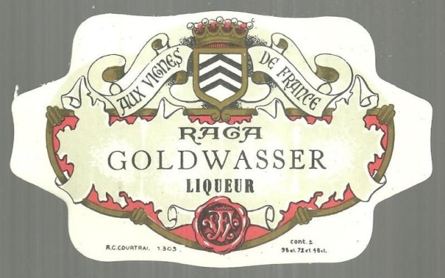 Vintage Label for Raga Goldwasser Liqueur