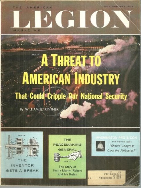 American Legion Magazine January 1963 A Threat to American Industry on Cover