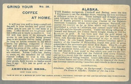 Victorian Trade Card for Arbuckle Bros. Coffee State of Alaska