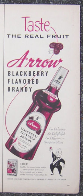1956 Arrow Blackberry Flavored Brandy Life Magazine Advertisement