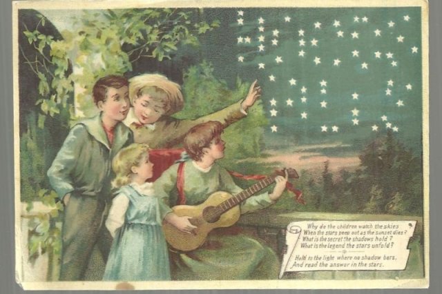 Hold to Light Victorian Trade Card for Hood's Vegetable Pills with Children