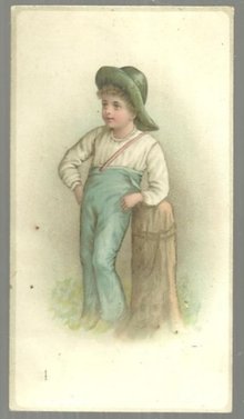Victorian Card with Farmer Boy Leaning on Post