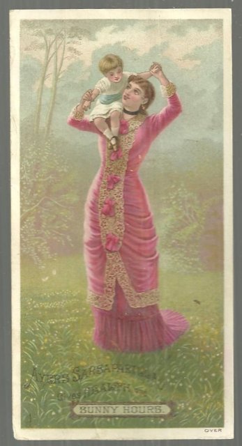 Victorian Trade Card for Ayer's Sarsaparilla Mother and Baby Sunny Hours