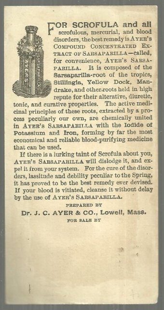 Victorian Trade Card for Ayer's Sarsaparilla Mother and Baby Sunny Hours