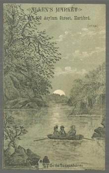 Victorian Trade Card for Allen's Market, Hartford Couple On the Susquehanna