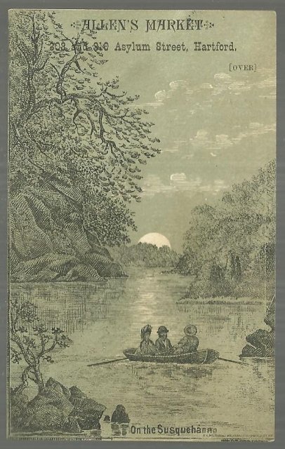 Victorian Trade Card for Allen's Market, Hartford Couple On the Susquehanna