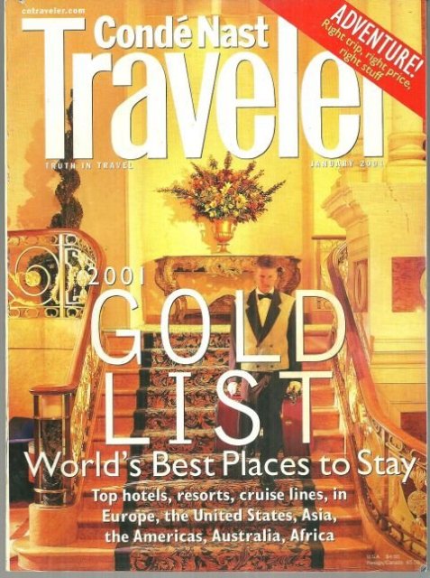Conde Nast Traveler Magazine January 2001 Islands of Los Roques and Gold List