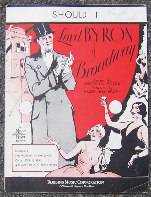 Should I From The MGM Movie Lord Byron of Broadway 1929 Sheet Music