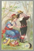 Victorian Trade Card Clark's Spool Cotton With Sister Mending Johnnie's Pants