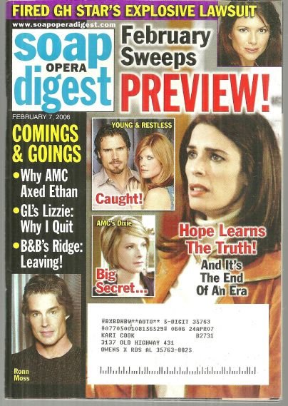 Soap Opera Digest February 7, 2006 February Sweeps on the Cover