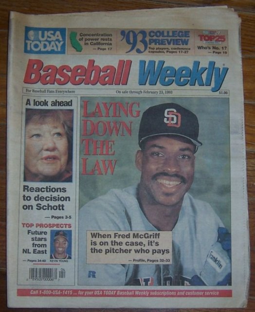 Baseball Weekly Magazine February 23, 1993 Fred McGriff on cover