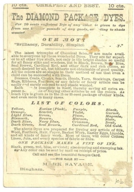 Victorian Trade Card for Diamond Dyes with School Children