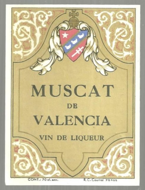 Vintage Label for Muscat de Valencia Vin de Liqueur