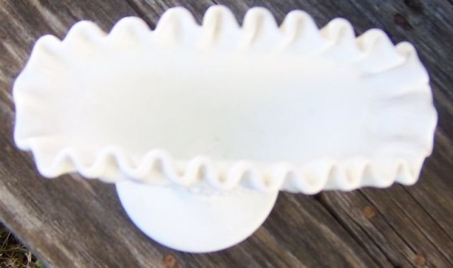 Vintage White Milk Glass Hobnail Large Fan Vase