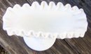 Vintage White Milk Glass Hobnail Large Fan Vase