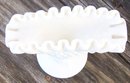 Vintage White Milk Glass Hobnail Small Fan Vase