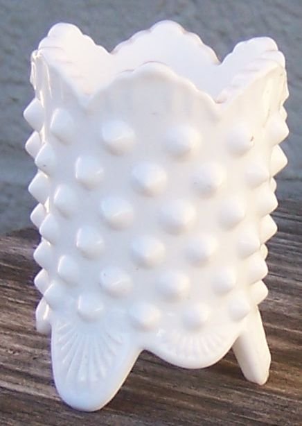 Vintage White Milk Glass Hobnail Small Toothpick