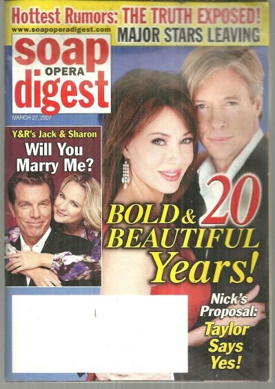 Soap Opera Digest Magazine March 27, 2007 Bold and Beautiful 20 Years on Cover