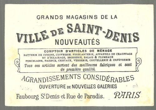 Victorian Trade Card for Ville de Saint Denis, Paris with Horses and Farmyard