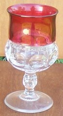 Vintage Indiana Glass King's Crown Goblet Clear with Ruby Flash Edge