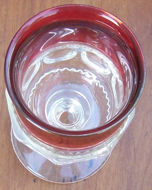 Vintage Indiana Glass King's Crown Goblet Clear with Ruby Flash Edge