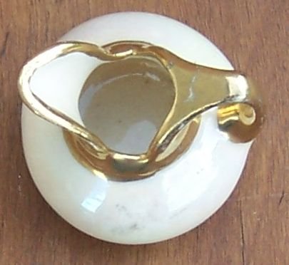 Vintage Miniature Pitcher White Lustre Glaze with Gold Top