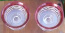 Vintage Pair of Tiffin Glass King's Crown Sherbets Clear with Ruby Flash Edge