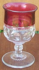 Vintage Tiffin Glass King's Crown Goblet Clear with Ruby Flash Edge