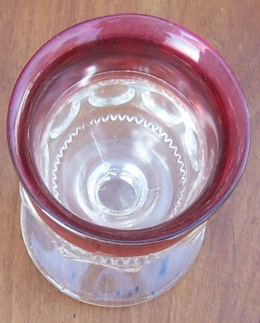 Vintage Tiffin Glass King's Crown Goblet Clear with Ruby Flash Edge