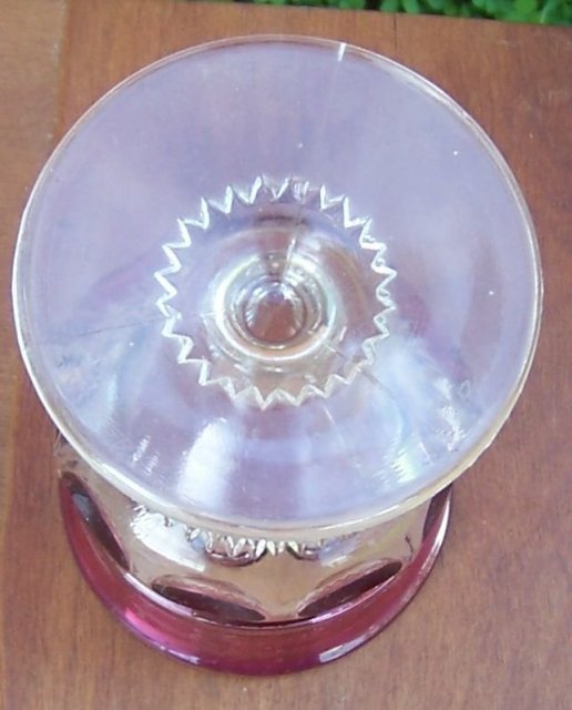 Vintage Tiffin Glass King's Crown Goblet Clear with Ruby Flash Edge