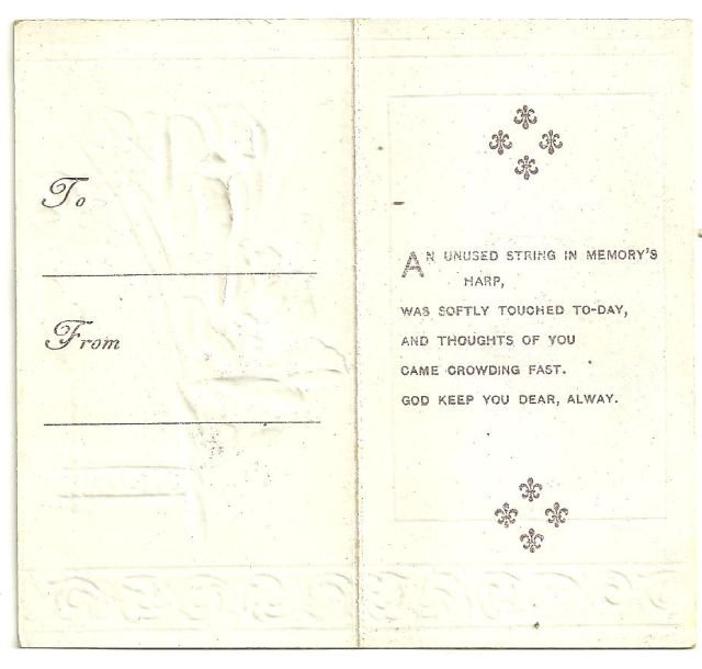 Victorian Joyful Easter Card with Purple Crocuses Unused String in Memory's Harp