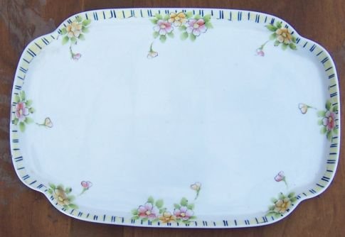 Vintage Nippon China Square China Tray with Handpainted Yellow & Pink Flowers