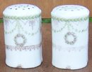 Vintage Rosenthal China Salt and Pepper Shakers with Pink Roses & Green Garland