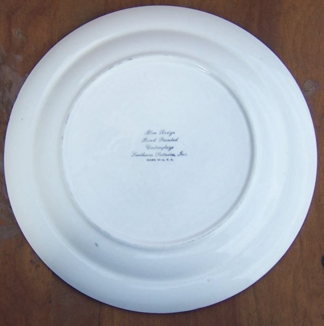 Vintage Blue Ridge Pottery Dinner Plate with Pink and Yellow Flower Garland