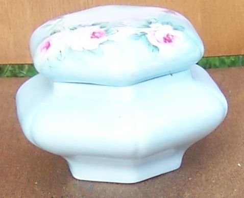 Vintage Nortitake Nippon China Light Blue Dresser Jar with Handpainted Roses