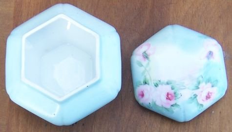 Vintage Nortitake Nippon China Light Blue Dresser Jar with Handpainted Roses