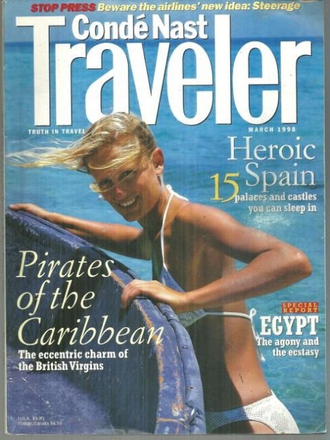 Conde Nast Traveler Magazine March 1998 Pirates of the Caribbean on the Cover
