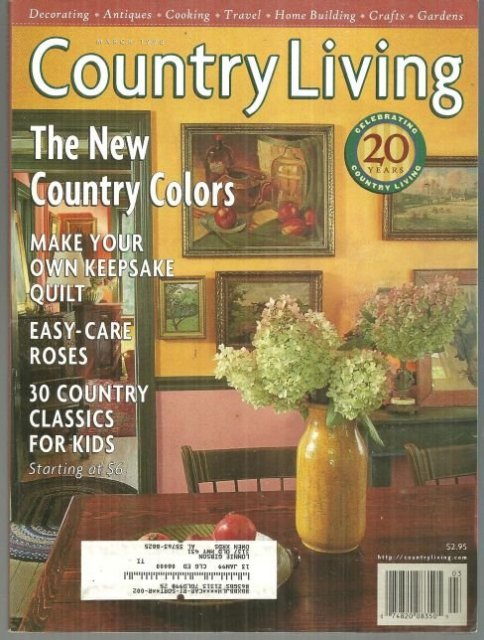 Country Living Magazine March 1998 New Country Colors On the Cover