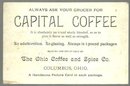 Victorian Trade Card for Capital Coffee Columbus, Ohio With Winter Scene