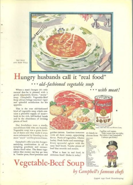 1932 Good Housekeeping Magazine Color Advertisment Campbells Vegetable-Beef Soup