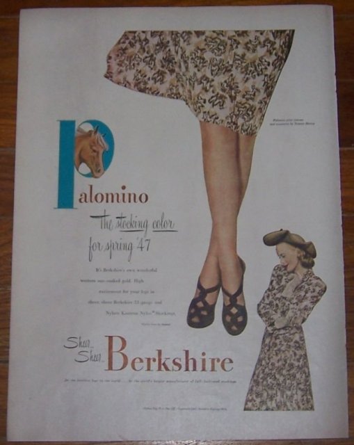 1947 Berkshire Stockings Life Magazine Advertisement Palomino Stocking Color