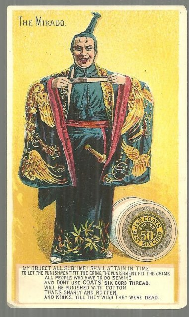 Victorian Trade Card for J. & P. Coats' Best Six Cord Thread with the Mikado